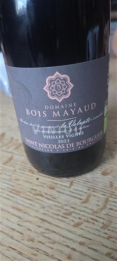 Vin Rouge sec Vieilles Vignes Domaine Bois Mayaud 2023 France Vallée de la Loire Saint-Nicolas-De-Bourgueil AOC