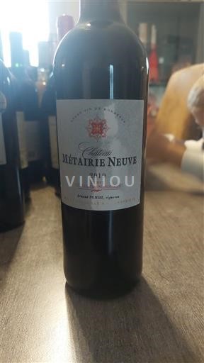 Vin Rouge sec Château Métairie Neuve 2019 France Bordeaux Côtes-de-bourg AOC