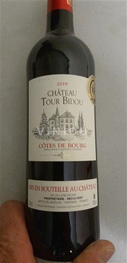 Vin Rouge sec Château Tour Bidou 2019 France Bordeaux Côtes-de-bourg AOC