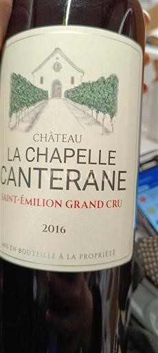 Bordeaux Saint-Émilion Grand Cru Grand Cru Château La Chapelle Canterane 2016