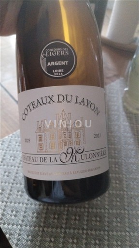 Vin Blanc moelleux Château La Mulonnière 2023 France Vallée de la Loire Coteaux-du-layon AOC