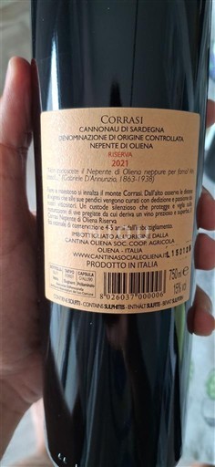 Sardinian Wines Cannonau di Sardegna Cantina Oliena Corrasi 2021