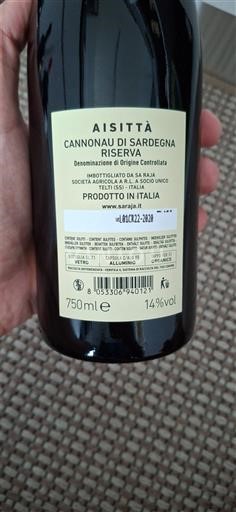 Sardinie Cannonau di Sardinie. Saraja Aisittà 2020
