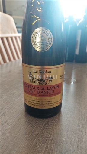 Vin Rouge sec Faye d anjou Le Sablon 2013 France Vallée de la Loire Coteaux-du-layon AOC