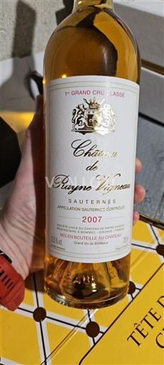 Bordeaux Sauternes Premier Grand Cru Classé Château Rayne Vigneau 2007