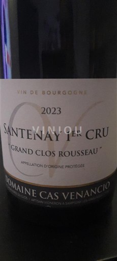Burgundy Santenay Premier Cru Domaine Cas Venancio Grand Clos Rousseau 2023