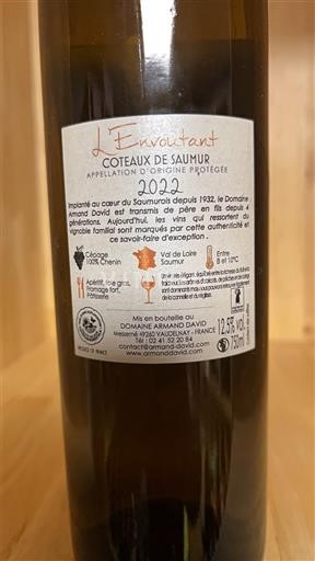 Loiretal Coteaux-de-Saumur Domaine Armand David L'Envoutant 2022