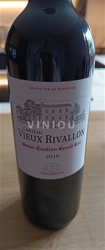 Bordeaux Saint-Émilion Grand Cru Grand Cru Château Vieux Rivallon 2016