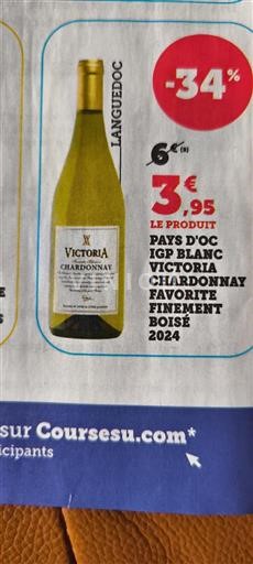 Languedoc ja Roussillon Pays d'Oc Victoria Chardonnay Favorite Finement Boisé 2024