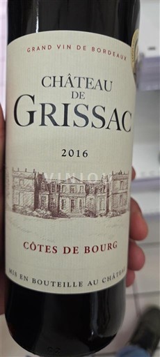 Vin Rouge sec Château Grissac 2016 France Bordeaux Côtes-de-bourg AOC