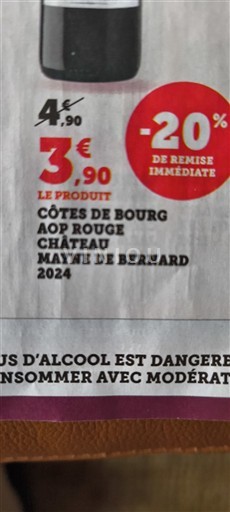 Vin Rouge sec Château Mayne de Bernard 2024 France Bordeaux Côtes-de-bourg AOC
