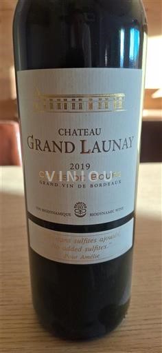 Vin Rouge sec Château Grand Launay 2019 France Bordeaux Côtes-de-bourg AOC biodynamie