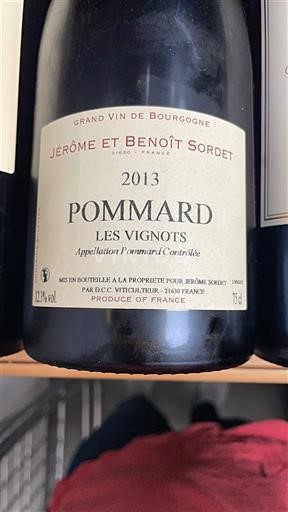 Bourgondië Pommard Jérôme et Benoît Sordet Les Vignots 2013