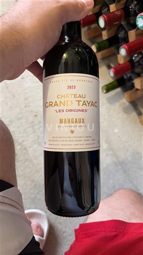Vin Rouge sec Les Origines Château Grand Tayac 2023 France Bordeaux Margaux AOC