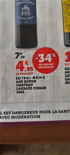 Vin Rouge sec Château Lagrave Cissan 2022 France Bordeaux Listrac-Médoc AOC