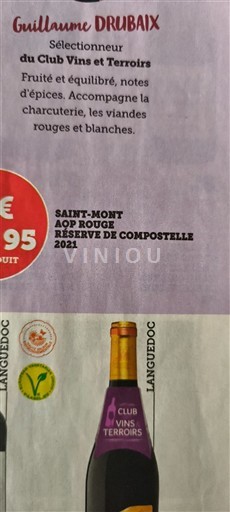 Sydväst Saint-Mont Club Vins et Terroirs Réserve de Compostelle 2021
