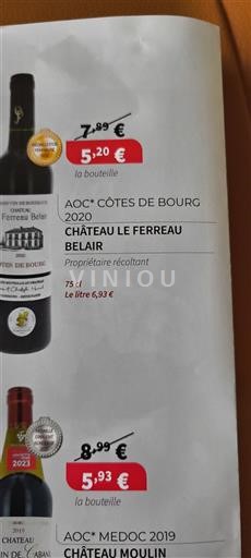 Vin Rouge sec Château Le Ferreau Belair 2020 France Bordeaux Côtes-de-bourg AOC
