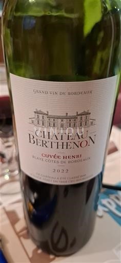 Bordeaux Blaye-Côtes-de-Bordeaux Château Berthenon Henri 2022