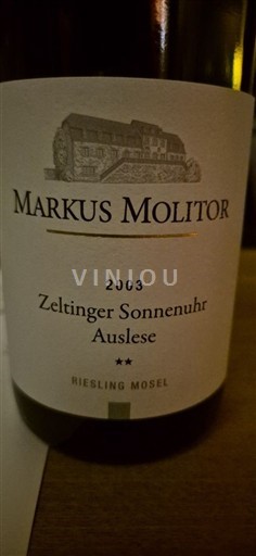 Mosela Markus Molitor Zeltinger Sonnenuhr Auslese 2003