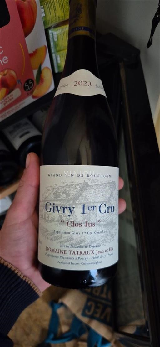 Vin Rouge sec Clos Jus Domaine Tatraux Jean et Fils 2023 France Bourgogne AOC Premier Cru