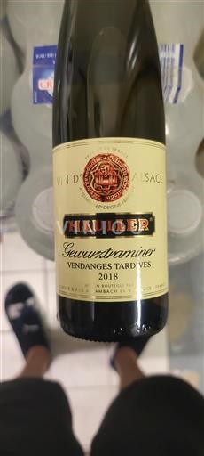 Vin Blanc sec Hauller 2018 France Alsace Gewurztraminer AOC Vendanges Tardives