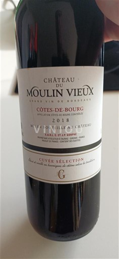 Burdeos Côtes-de-bourg Château Moulin Vieux Sélection 2018