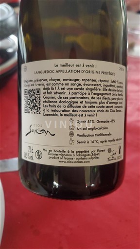 Languedoc Clos Sorian Le meilleur est à venir 2016