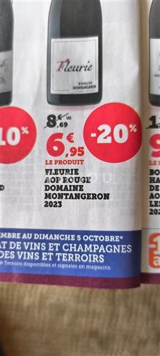 Vin Rouge sec Montangeron 2023 France Beaujolais Fleurie AOC