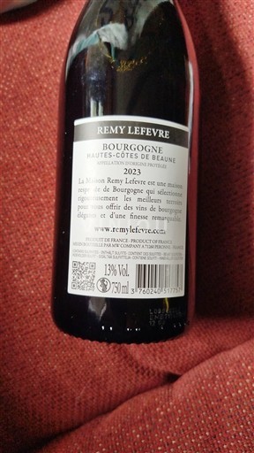 Bourgogne Hautes Côtes de beaune Grand Cru Rémy Lefevre 2023