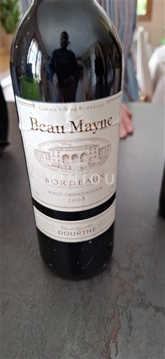 Vin Rouge sec Beau Mayne Dourthe 2008 France Bordeaux AOC