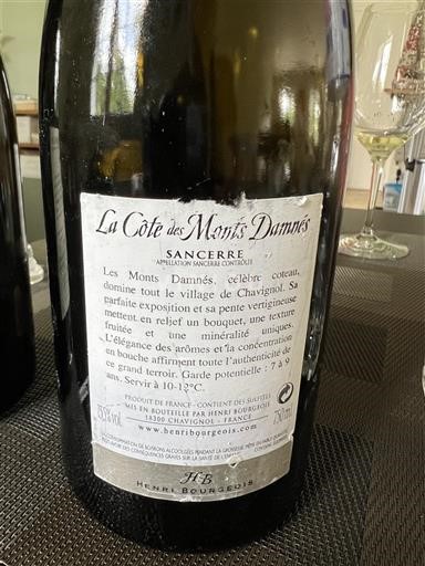 Vin Blanc sec La Côte des Monts Damnés Henri Bourgeois 2011 France Vallée de la Loire Sancerre AOC