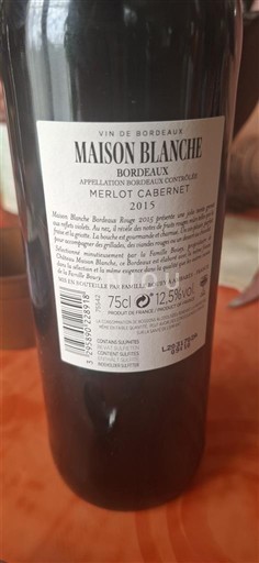 Vin Rouge sec Merlot Cabernet Maison Blanche 2015 France Bordeaux AOC