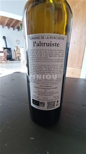 Vin Blanc sec l'altruiste Domaine La Rencontre 2022 France Vallée du Rhône AOC bio