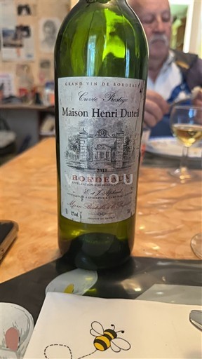 Vin Rouge sec Cuvée Prestige Maison Henri Duteil 2010 France Bordeaux AOC