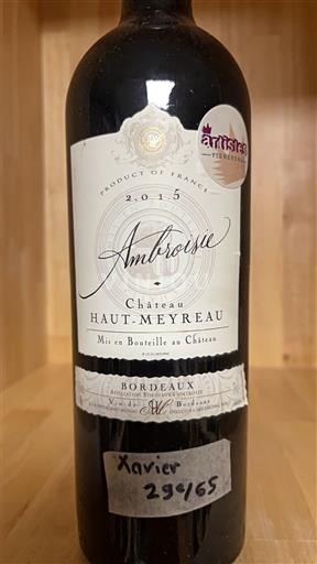 Vin Rouge sec Ambroisie Château Haut-Meyreau 2015 France Bordeaux AOC