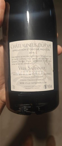 Vallée du Rhône Châteauneuf-du-pape Villa Safranier 2019