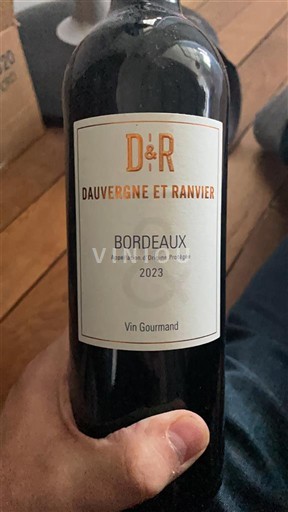 Vin Rouge sec Vin Gourmand Dauvergne et Ranvier 2023 France Bordeaux AOC