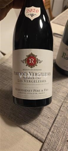 Viner Rouge sec Les Vergelesses Remoissenet Père & Fils 2020 Frankrike Bourgogne Pernand-Vergelesses AOC Premier Cru