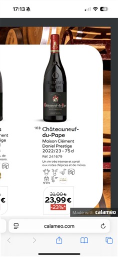 Vin Rouge sec Prestige Maison Clément 2022 France Vallée du Rhône Châteauneuf-du-pape AOC