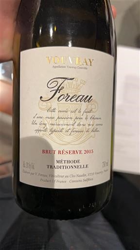 Loiren laakso Vouvray Foreau Brut Réserve 2015