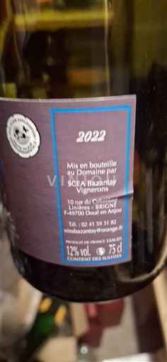 Dolina Loare Ni doloceno SCEA BAZANTAY VIGNERONS 2022