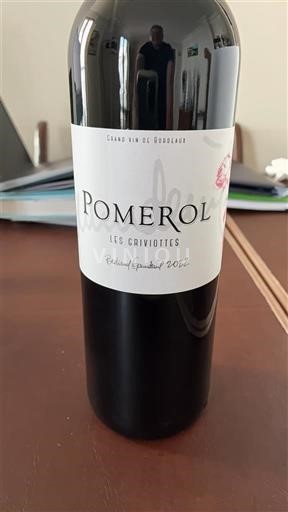 Vin Rouge sec Les Grivottes 2022 France Bordeaux Pomerol AOC