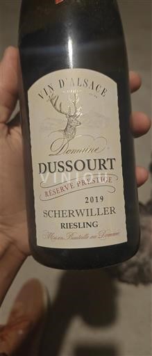 Vin Blanc sec Réserve Prestige Domaine Dussourt 2019 France Alsace Riesling AOC Grand Cru