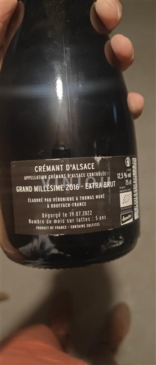 Vin Effervescent Blanc extra-brut Grand Millésime Kuentz-Bas 2016 France Alsace Crémant-d'alsace AOC