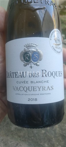 Rhônen laakso Vacqueyras Château Des Roques Blanche 2018