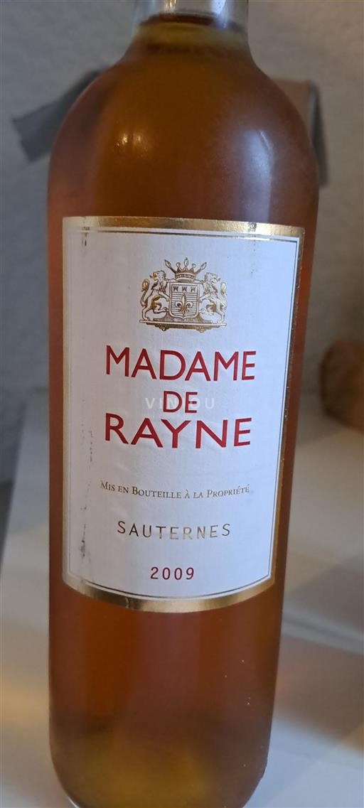 Bordeaux Sauternes Château Rayne Vigneau Madame de Rayne 2009