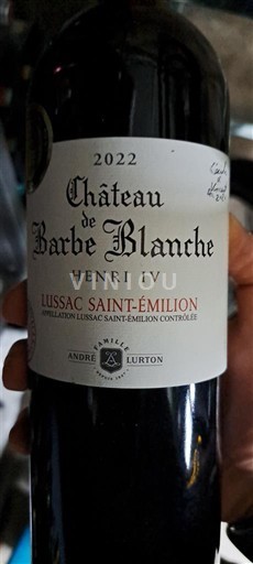 Bordéus Lussac-Saint-Émilion Château Barbe Blanche Henri IV 2022