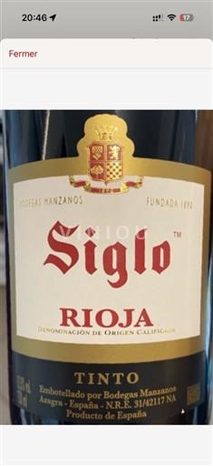La Rioja Rioja Bodegas Manzanos Siglo 2018