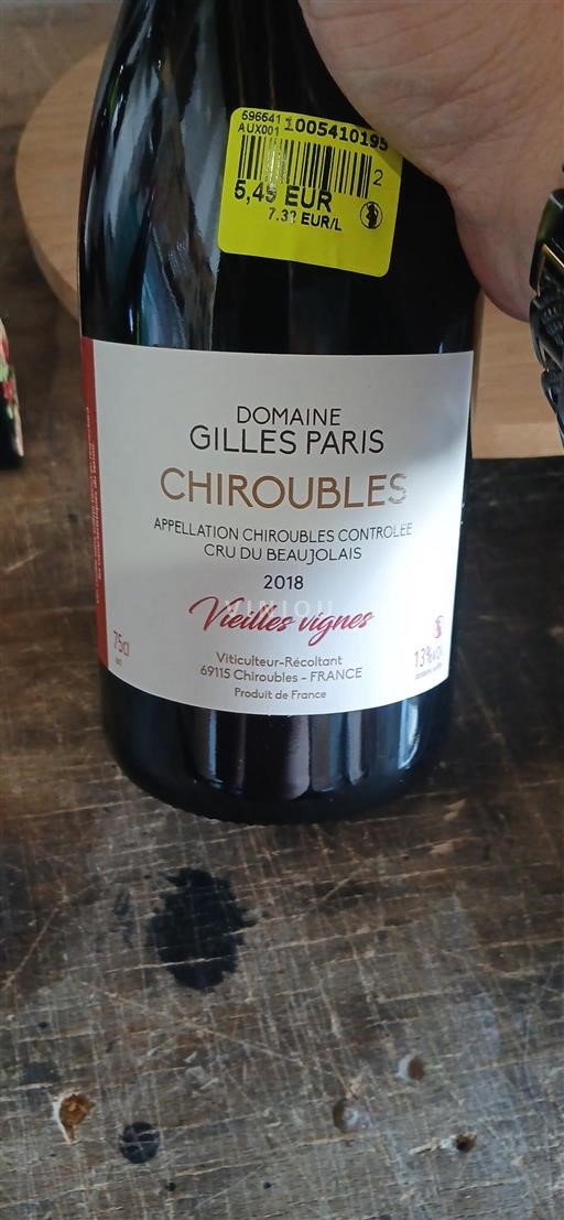 Beaujolais Chiroubles Domaine Gilles Paris Vieilles Vignes 2018
