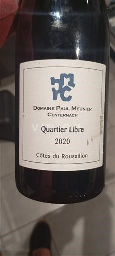 Roussillon Côtes-du-Roussillon Domaine Paul Meunier Centernach Quartier Libre 2020